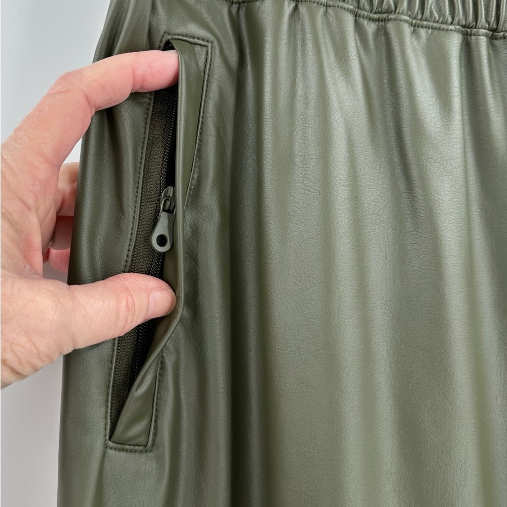 Offline by Aerie Sage Green Real Luxe Faux Leather Wide Leg Pants Size Small - Picture 7 of 13